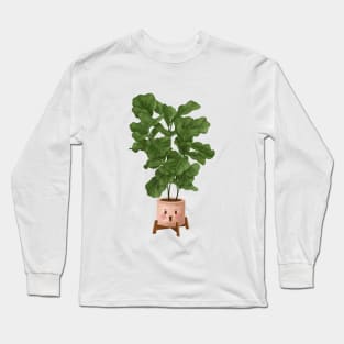 Cute Plant Illustration, Fiddle leaf Fig Illustration 2 Long Sleeve T-Shirt